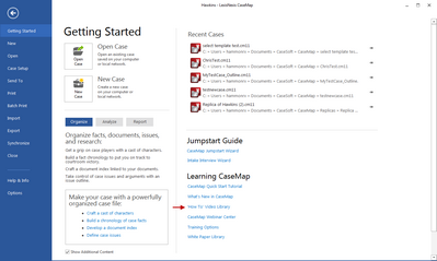 Getting Started with CaseMap tutorial