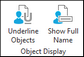 Object Display menu