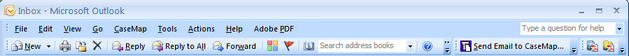 Microsoft Outlook 2007 toolbar > CaseMap menu and Send Email to CaseMap button Microsoft Outlook 2007 toolbar > CaseMap menu and Send Email to CaseMap button