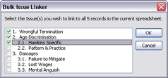 Bilk Issue Linker dialog box Bilk Issue Linker dialog box