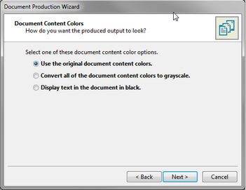 Document Production Wizard - Document Content Colors Document Production Wizard - Document Content Colors