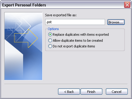 Export Personal Folders > Save exported file as dialog box Export Personal Folders > Save exported file as dialog box