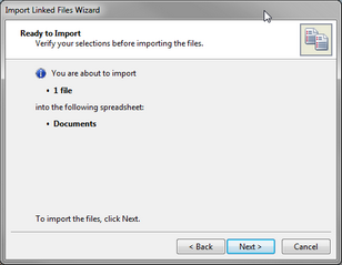 Import Linked Files > Ready to Import