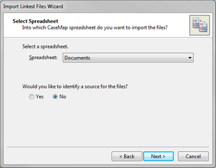 Import Linked Files > Select Spreadsheet