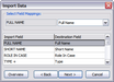 Import Wizard > Select Field Mappings Import Wizard > Select Field Mappings