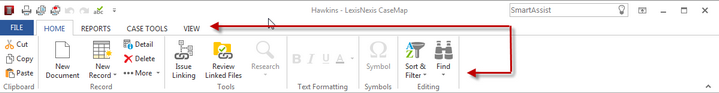 CaseMap menu bar