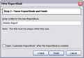 New ReportBook Wizard > Name ReportBook and Finish New ReportBook Wizard > Name ReportBook and Finish