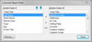 New ReportBook Wizard > Customize Report Fields New ReportBook Wizard > Customize Report Fields