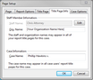 Page Setup dailog box > Title Page Info tab Page Setup dailog box > Title Page Info tab