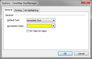 DocManager > Options > General tab DocManager > Options > General tab