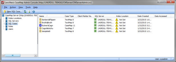SQL Cases pane > Case template display SQL Cases pane > Case template display
