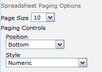 Spreadsheet Paging Options Spreadsheet Paging Options