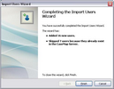 Import Users > Finish Import Users > Finish