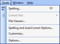 Tools menu
