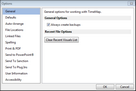 Tools > Options tab