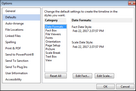 Options > Defaults tab