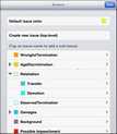 Issues dialog box Issues dialog box