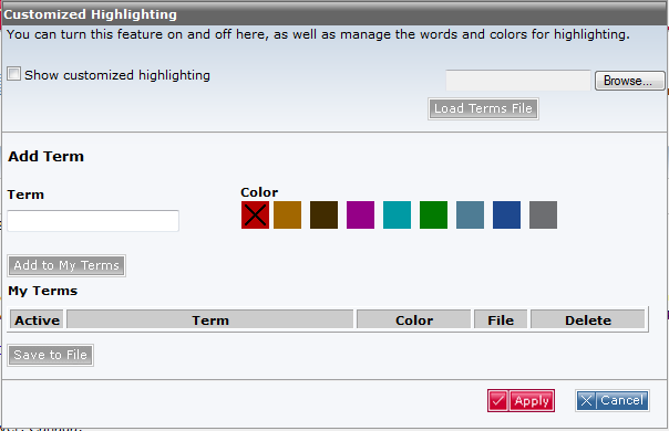 customized highlighting options