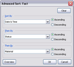 Advanced Sort dialog box Advanced Sort dialog box