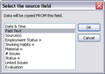Select the source field dialog box Select the source field dialog box