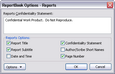 ReportBook Options dialog box ReportBook Options dialog box