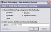 Send to CaseMap - New Authority Extract dialog box
