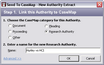 Send to CaseMap - New Authority Extract dialog box Send to CaseMap - New Authority Extract dialog box