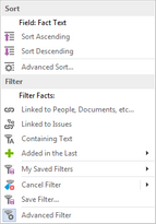 Sort & Filter Menu Sort & Filter Menu