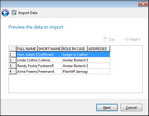 Import Wizard > Preview data import dialog box Import Wizard > Preview data import dialog box