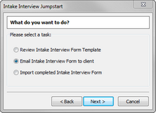 Intake Interview Jumpstart wizard Intake Interview Jumpstart wizard