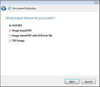 Document Production Wizard Output Format sccreen Document Production Wizard Output Format sccreen