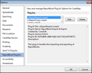 Options dialog box > ReportBook Plug Ins tab Options dialog box > ReportBook Plug Ins tab