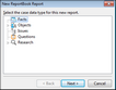 New ReportBook Wizard > New ReportBook Report > Data Type New ReportBook Wizard > New ReportBook Report > Data Type