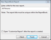 New ReportBook Wizard > New ReportBook Report > Title Name New ReportBook Wizard > New ReportBook Report > Title Name