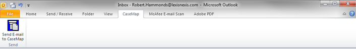 Microsoft Outlook 2007 toolbar > CaseMap menu and Send Email to CaseMap button Microsoft Outlook 2007 toolbar > CaseMap menu and Send Email to CaseMap button