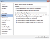 Options dialog box > Research tab Options dialog box > Research tab