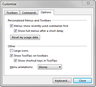 Customize > Options tab Customize > Options tab
