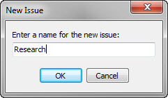 New Issue dialog box New Issue dialog box