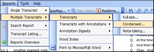 Reports > Multiple Reports > Transcripts