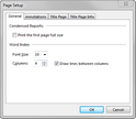 Page Setup > General Page Setup > General