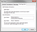 Page Setup > Title Page Info Page Setup > Title Page Info