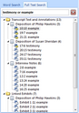 Search pane > Full Text Search tab > search results