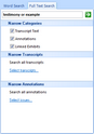 Search pane > Full Text Search tab