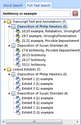Search pane > Full Text Search tab > search results