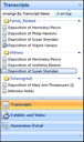 Transcripts pane