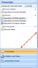 Transcripts pane