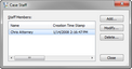 Case Staff dialog box