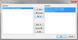 Select Transcripts dialog box Select Transcripts dialog box