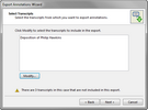 Export Annotations Wizard > Select Transcripts Export Annotations Wizard > Select Transcripts