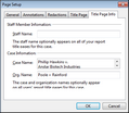 Page Setup > Title Page Info Page Setup > Title Page Info